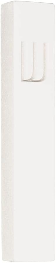 A&S Mezuzot Modern Concrete Mezuzah Case with Scroll, Easy Peel and Stick Mezuza (White+ Engraved Shin, 11 Inches)
