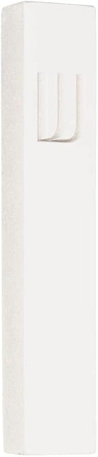 A&S Mezuzot Modern Concrete Mezuzah Case with Scroll, Easy Peel and Stick Mezuza (White+ Engraved Shin, 11 Inches)