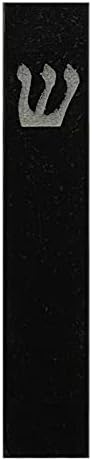 A&S Mezuzot Quartz Mezuzah Case with Engraved Shin Design Easy Peel and Stick Judaica Door Mezuza (Black Quarts, 8 Inches)