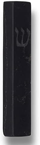 A&S Mezuzot Quartz Mezuzah Case with Engraved Shin Design Easy Peel and Stick Judaica Door Mezuza (Black + GOLD, 6 Inches)