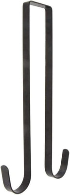12 Inch Double Sided Wreath Hanger - Over The Door Metal Hook for Christmas - Holds 2 Wreaths - Premium Sturdy Black Metal