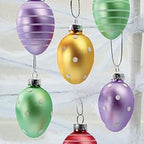 Lillian Vernon Pastel Frost Blown Glass Easter Ornaments - Handcrafted Hanging Tree Decorations, Easter Egg Holiday & Party Decor, 2 in, Assorted, 12-Piece Set
