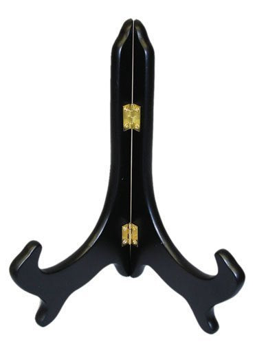 Tripar Wooden Display Stand, Black Finish (10-Inch Depth) - Decorative Tabletop Easel Display - Handcrafted Design with Gold Latches - Perfect for Holding Plates, Cookbooks, Artwork, Pictures, & More