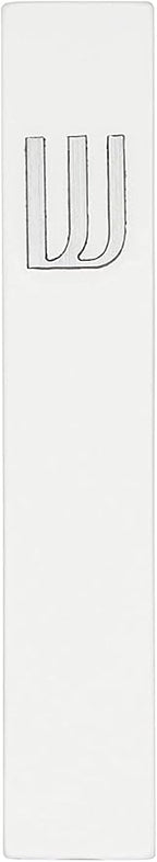 A&S Mezuzot Modern Concrete Mezuzah Case with Scroll, Easy Peel and Stick Mezuza (White+ Silver Shin, 9 Inches)
