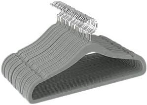 Utopia Home Velvet Hangers 50 Pack – Luxury Non-Slip Slim Pant & Coat Hangers, Strong Space-Saving Clothes Hangers with Pants Bar and 360° Swivel Hook – Grey