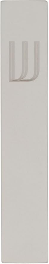A&S Mezuzot Modern Concrete Mezuzah Case with Scroll, Easy Peel and Stick Mezuza (Grey+ Engraved Shin, 6 Inches)