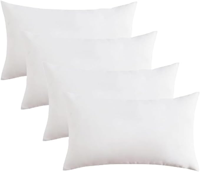 Covers & All Throw Pillow Inserts Only Pack of 4, Durable Soft Rectangle 14 x 22 Inches 65 GSM Non-Woven Fabric with 15D Silicon Fiber Filling, Universal uses for Home Decor Office Indoor Outdoor