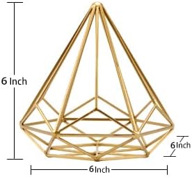 HLQMFHT 6 inches-Bright Gold Iron Sphere-Diamond Shape, Geometric Sculpture Decorative Sphere,Tabletop Decorations for Living Room, Study，Bedroom，Modern Home Decor Accents