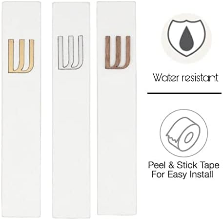 A&S Mezuzot Modern Concrete Mezuzah Case with Scroll, Easy Peel and Stick Mezuza (White+ Gold Shin, 11 Inches)