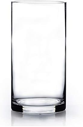 WGV Cylinder Vase Bulk, Diameter 5", Height 10", Clear Glass Floral Planter Container, Floating Candle Holder for Wedding Party Event Home Office Decor, 6 Pieces
