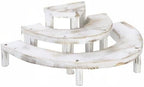 MyGift 3 Tier Wooden Display Riser Stand, Cupcake Stand & Perfume Organizer, Rustic Whitewashed Tiered Display Shelf for Desserts, Nail Polish, Makeup, Plants & Collectibles