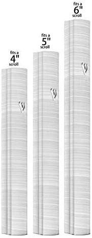 A&S Mezuzot Aluminum Mezuzah Case with 3D Painted Shin Design Easy Peel and Stick Judaica Door Mezuzah for Parchment Scroll (Grey/White, 7 Inches)