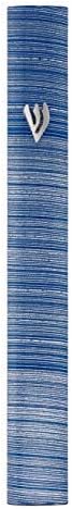 A&S Mezuzot Aluminum Mezuzah Case with 3D Painted Shin Design Easy Peel and Stick Judaica Door Mezuza for Parchment Scroll (Blue/White, 5 Inches)