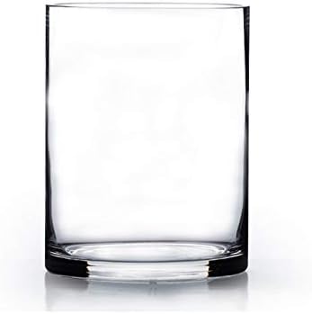 WGV Cylinder Vase Bulk, Diameter 5", Height 6", Clear Glass Floral Planter Container, Floating Candle Holder for Wedding Party Event Home Office Decor, 12 Pieces