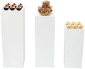 3PCs Metal Pedestal Stand, White Square Pedestal Display Plinth Pillars, Wedding Pedestals Stand Flower Display Rack Decorations, Table Pillars for Birthday Baby Shower Decor Displays ﻿