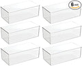 mDesign Long Plastic Drawer Organizer Box, Storage Organizer Bin Container; For Closets, Bedrooms, Use for Leggings, Socks, Ties, Jewelry, Accessories - Lumiere Collection - 6 Pack - Clear