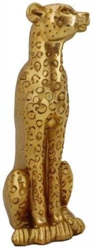 Cheetah Statue Sculptures Home Decor , 11"Gold Leopard Antique Classical Figurine Sitting Sculpture Standing,Office,living room,dining room,display rack,coffee table or entrance tabletop decoration