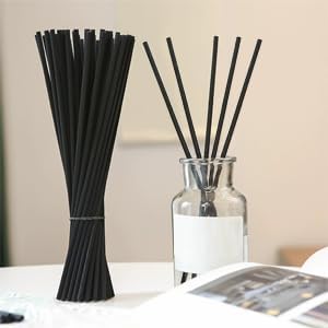 90Pcs Thick Reed Diffuser Sticks-7.5inch/4mm Black Reed Sticks,Diffuser Refills,Suitable for Diffusing Essential Oil Aromas (4mm x 19cm (90pcs))