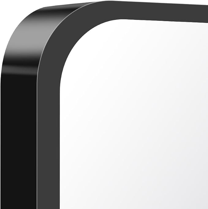 BONEWEI 30x55 inch Bathroom Mirror,Black Rectangle Mirror,Wall Mounted Bathroom Frame Vanity Mirror with Round Corner for Bedroom Living Room, Entryway Hangs Horizontal or Vertical