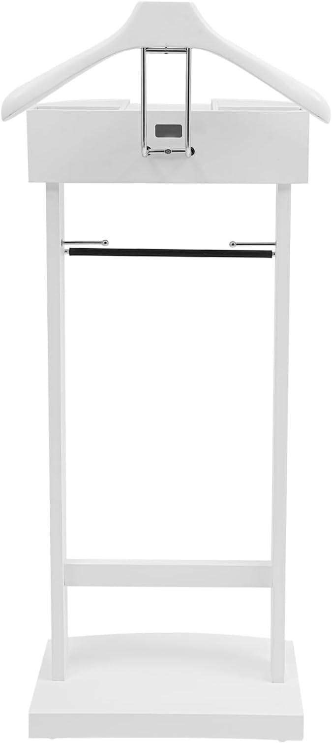 Freestanding Wood Clothes Valet Stand for Men/Women, Suit Hanger Butler Clothing Racks with Base, for Office Living Room Bed Room