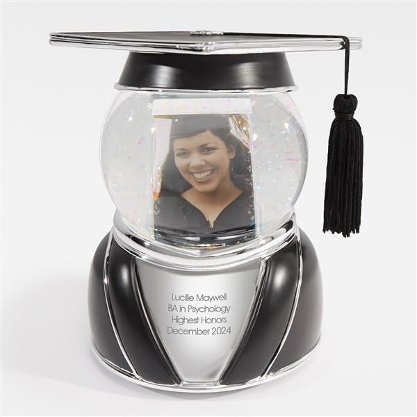 Things Remembered Personalized Graduation Cap Photo Musical Snow Globe (Free Customization), Plays Pomp and Circumstance Music