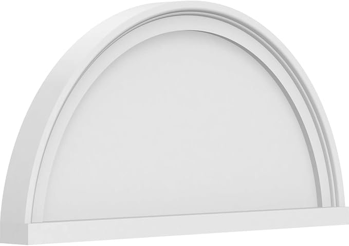 24"W x 12"H x 2"P Half Round Smooth Architectural Grade PVC Pediment