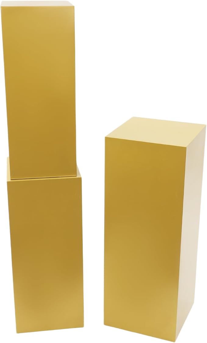 Display Pedestal Stand, Metal Display Pedestal Stands, Metal Showing Holder Pillars Display Pillars For Birthday Party Wedding 110.23 lbs Load-Bearing Capacity (Gold 3 PCS)