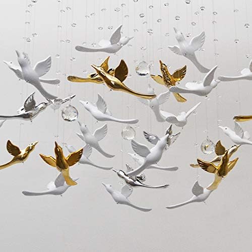 Creative Gold DIY Flying Bird Decorative Hanging Ornaments for Ceiling Light Wedding Kindergarten Shopping Mall Home Window Decoration (10, Gold)