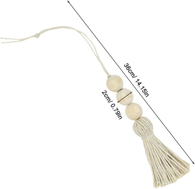 BESPORTBLE 6pcs Wood Bead Garland Ornaments Farmhouse Beads with Tassel Hanging Decoration for Closet Handle Door Handle
