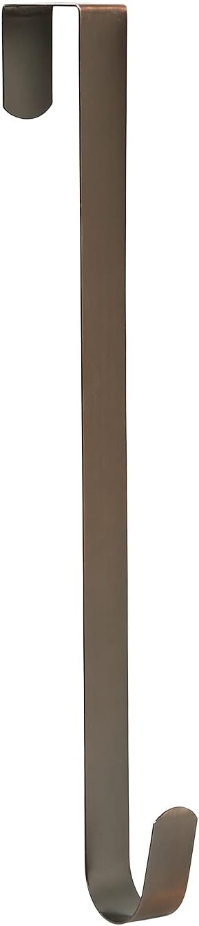 Sattiyrch 15" Wreath Hanger, Steel Over The Door Single Hook, Brushed Copper