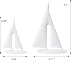 Saysmile Modern Sculptures Home Decor, Sailboat Decor Ornament, Boat Decorations Statue Decor, Art Sculptures and Statues, Sailboat Gifts Home Office Bathroom Shelf Decor (White-2 Pack)