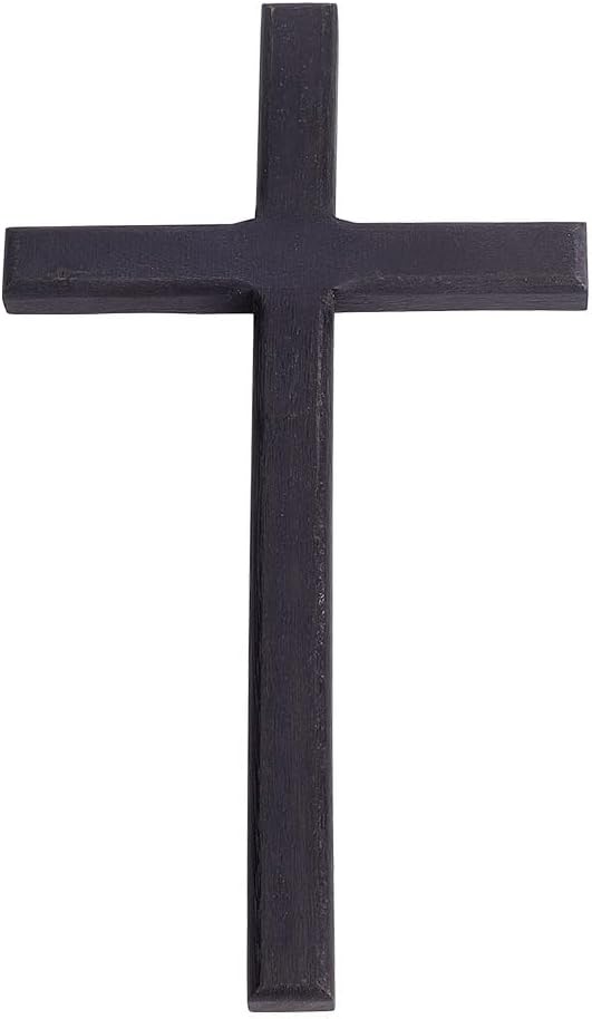 HOBBIESAY Wood Wall Cross 9.8 Inch Black Wooden Cross Hanging Decoration Catholic Crucifix Wall Mounted Ornament Baptism Gifts Holy Cross Religious Décor Cross Confirmation Cross Gift
