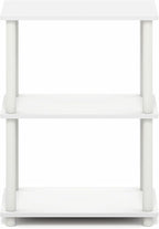 Furinno Turn-N-Tube Storage Shelves, 3-Tier Book Shelf, Corner Shelf, Toolless Open Shelves, for Organization and Storage, Living Room, Garage, Home Office, White