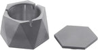FREELOVE Concrete Ashtray with Lid & Stainless Steel Ashtrays for Cigarettes, Cement Ash Tray Smoking Holder Indoor Smokeless Outdoor Windproof Patio Home Office Cool Decor(Grey, Large)