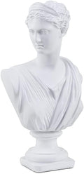 11.8 Inch Classic Greek White Athena Woman Bust Statue, Large Resin Roman Goddess Anna Sculpture for Home Décor