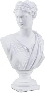 11.8 Inch Classic Greek White Athena Woman Bust Statue, Large Resin Roman Goddess Anna Sculpture for Home Décor