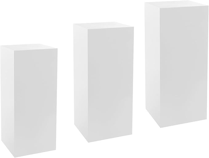 Display Pedestal Stand, Metal Display Pedestal Stands, Metal Showing Holder Pillars Display Pillars For Birthday Party Wedding 110.23 lbs Load-Bearing Capacity (White 3 PCS)