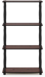 Furinno Turn-N-Tube 4-Tier Multipurpose Shelf Display Rack, Classic Tubes, Dark Cherry/Black