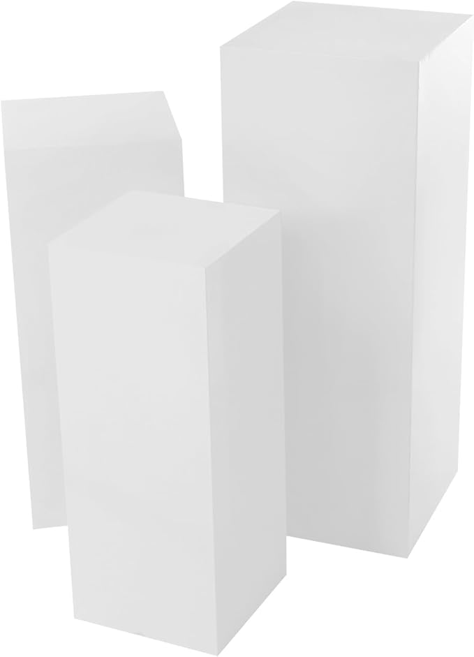 Display Pedestal Stand, Metal Display Pedestal Stands, Metal Showing Holder Pillars Display Pillars For Birthday Party Wedding 110.23 lbs Load-Bearing Capacity (White 3 PCS)