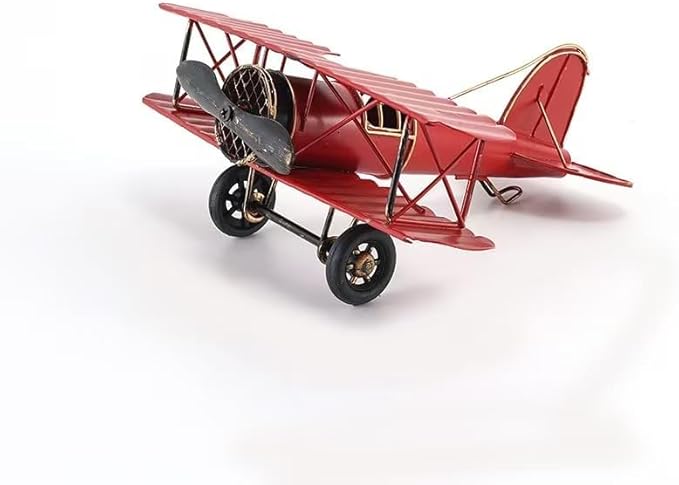 Jinglong Vintage Biplane Model Ornament Creative Metal Crafts Home Study Desktop Decoration Gift (Blue)