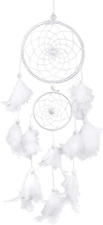 White Dream Catcher Wind Chimes Handmade Beaded Dreamcatcher for Car Kids Bed Room Wall Hanging Decoration