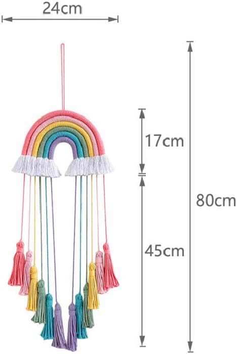Hand-Woven Rainbow Dreamcatcher Rainbow Dreamcatcher Wall Hanging, Multicolor with Pink Tassels