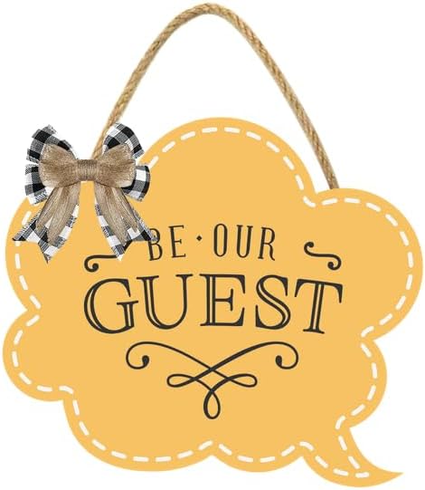 Be Our Guest Sign for Front Door 12'' Bubble Shape Wood Sign Hanging Decor Outdoor sign for Farmhouse porch Wall Pediments Decorations