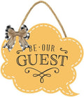 Be Our Guest Sign for Front Door 12'' Bubble Shape Wood Sign Hanging Decor Outdoor sign for Farmhouse porch Wall Pediments Decorations