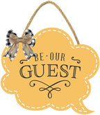 Be Our Guest Sign for Front Door 12'' Bubble Shape Wood Sign Hanging Decor Outdoor sign for Farmhouse porch Wall Pediments Decorations