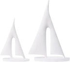 Saysmile Modern Sculptures Home Decor, Sailboat Decor Ornament, Boat Decorations Statue Decor, Art Sculptures and Statues, Sailboat Gifts Home Office Bathroom Shelf Decor (White-2 Pack)