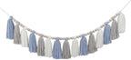 DrCor Blue White Coastal Boho Wall Garland for Nursery, Kids Room, Beach House, Classroom, Back to School & Baby Shower Decor