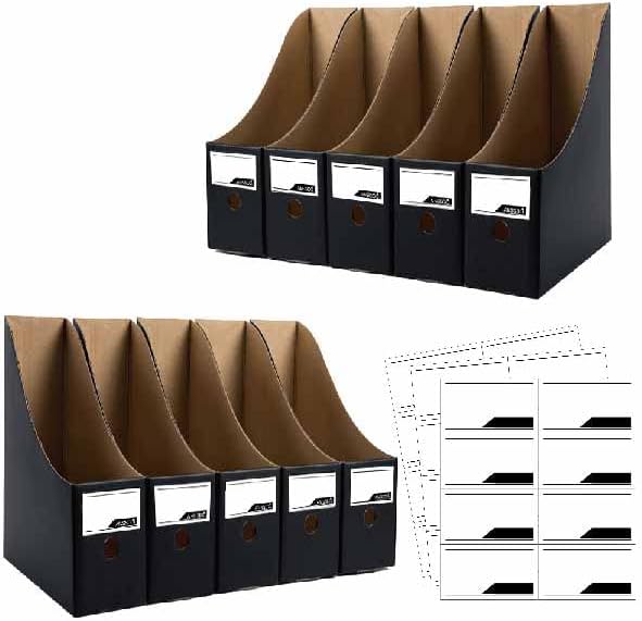 ANSSDO 12 Pack Black Cardboard Magazine Holder Premium Magazine File Holder Magazine Organizer, Magazine Storage Box, Large Volume Magazine File Organizer as Book Bins or Folder Holder for Desk