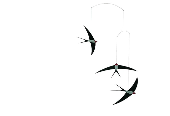 3 Swallow Hanging Mobile - 20 Inches - Premium-Grade Cardstock - Handmade in Denmark by Flensted