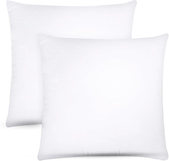 Covers & All Throw Pillow Inserts Only Pack of 2, Durable Soft Square 24 x 24 Inches 65 GSM Non-Woven Fabric with 15D Silicon Fiber Filling, Universal uses for Home Decor Office Indoor Outdoor